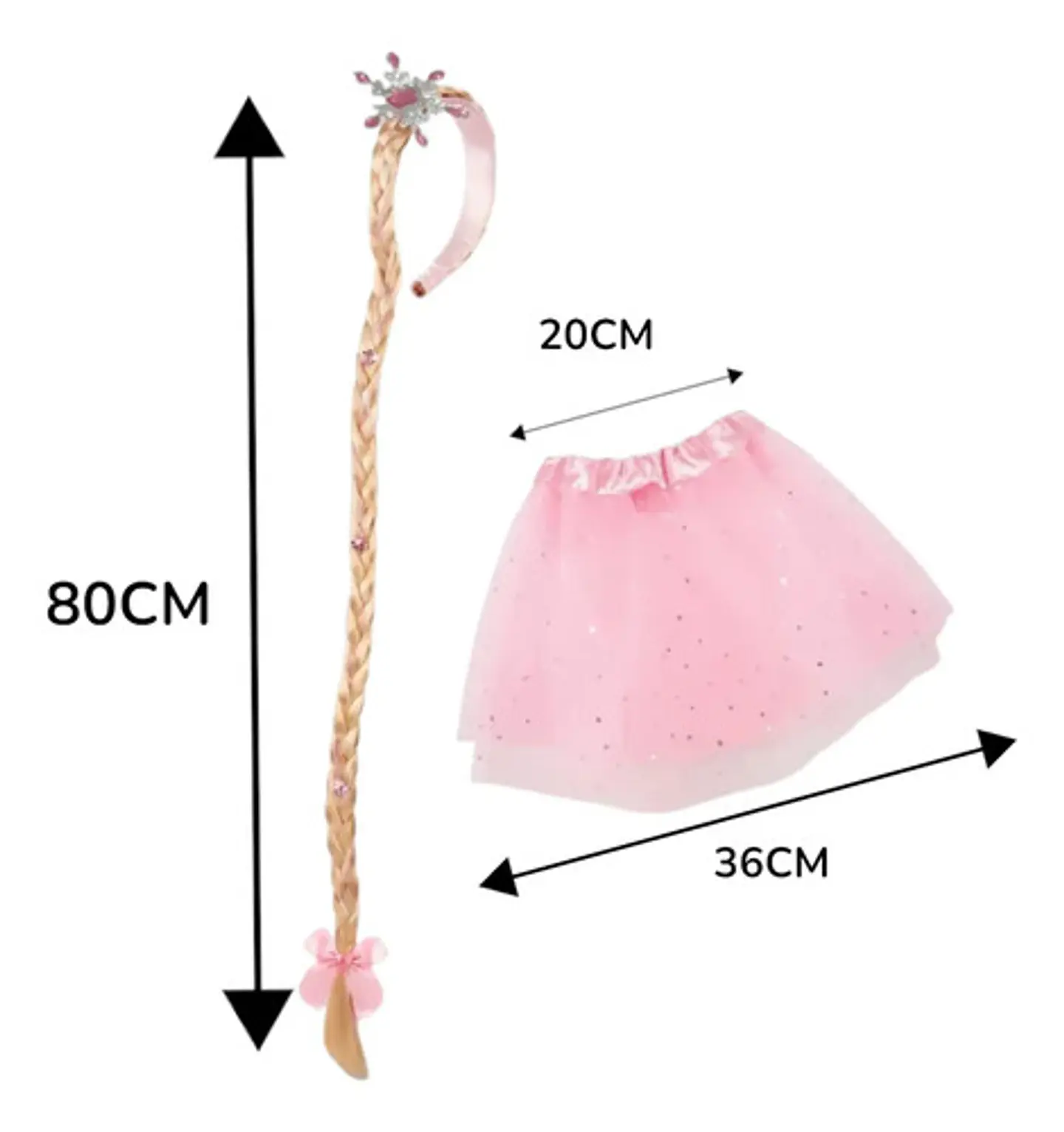 Disfraz Infantil Princesa Falda Tutú Rosada Trenza Halloween 5