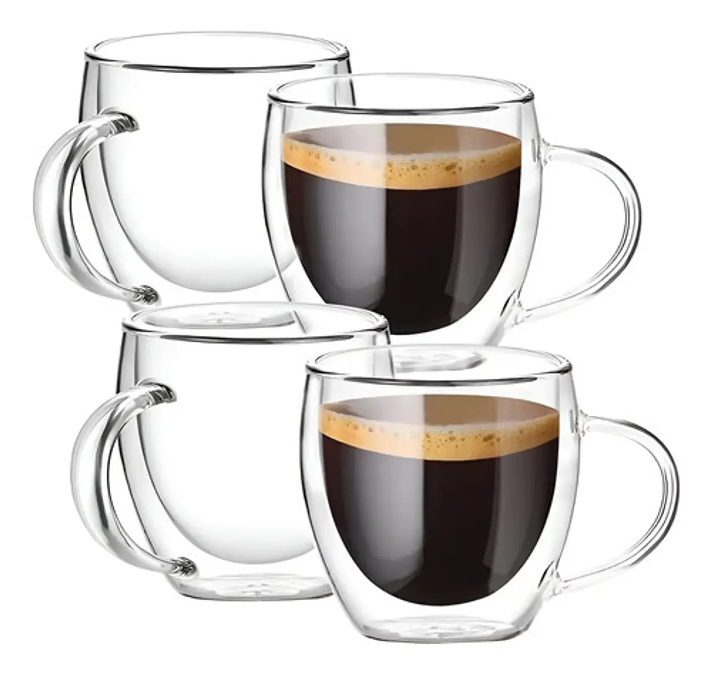 4 Tazas Café Doble Pared Borosilicato 150ml Pocillo 5onzas Color Trasparente Posillo 150ml 1