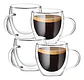 4 Tazas Café Doble Pared Borosilicato 150ml Pocillo 5onzas Color Trasparente Posillo 150ml - Miniatura 1