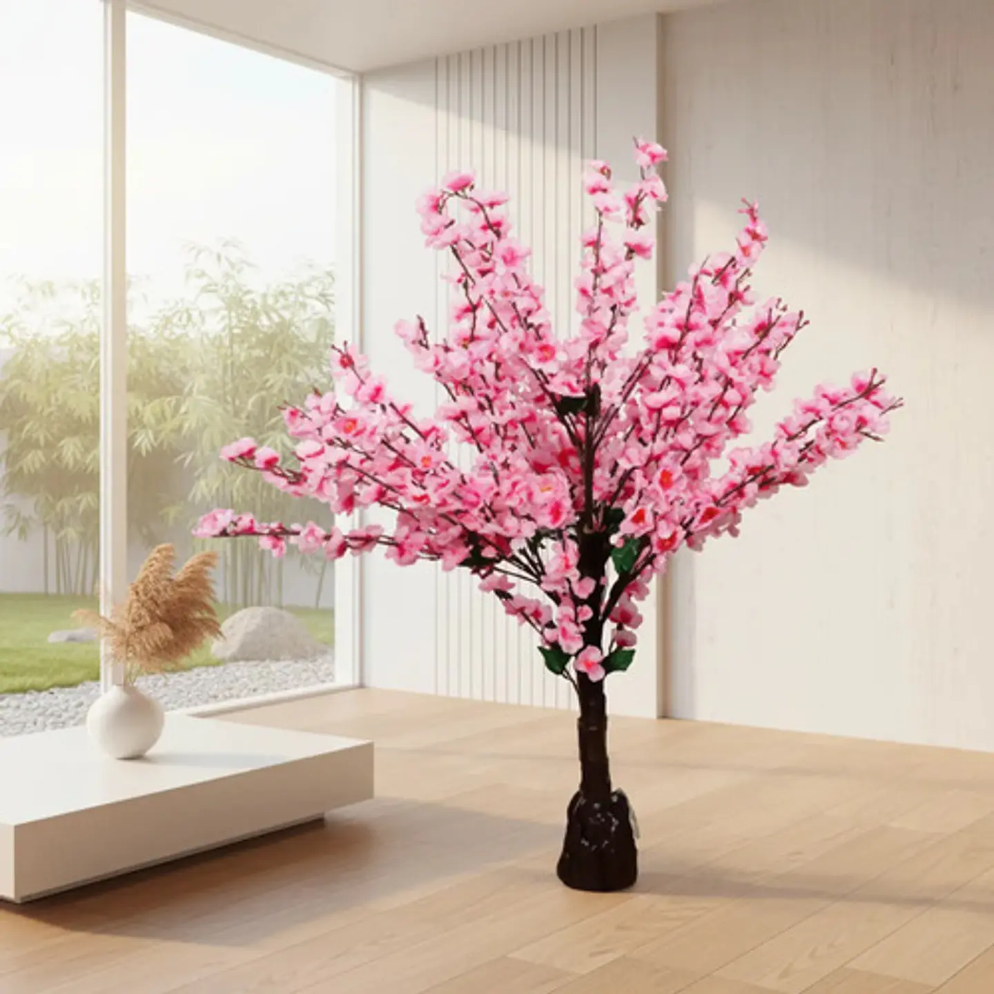 Árbol De Cerezo Flores Artificiales Rosado Decorativo Hogar 2
