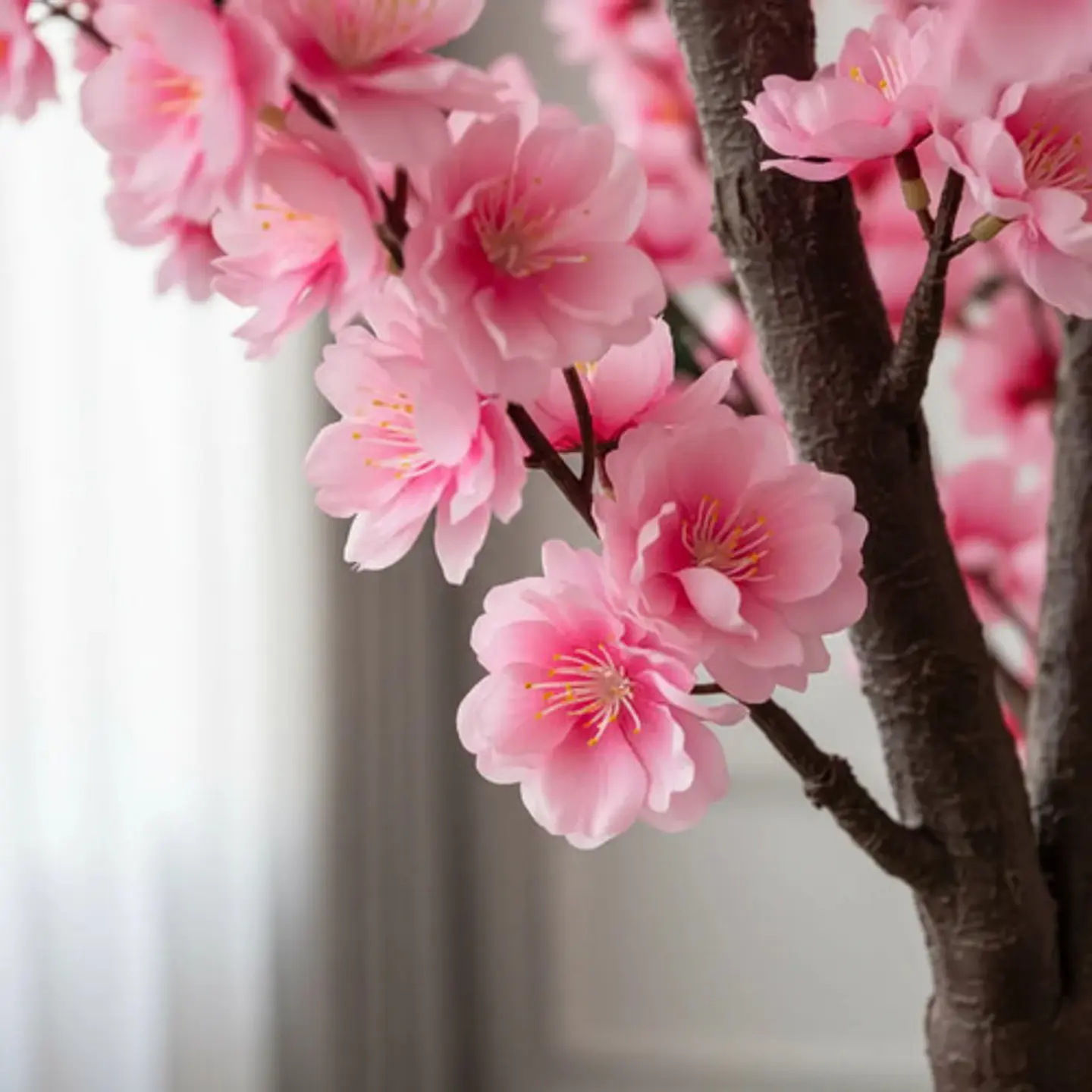 Árbol De Cerezo Flores Artificiales Rosado Decorativo Hogar 4