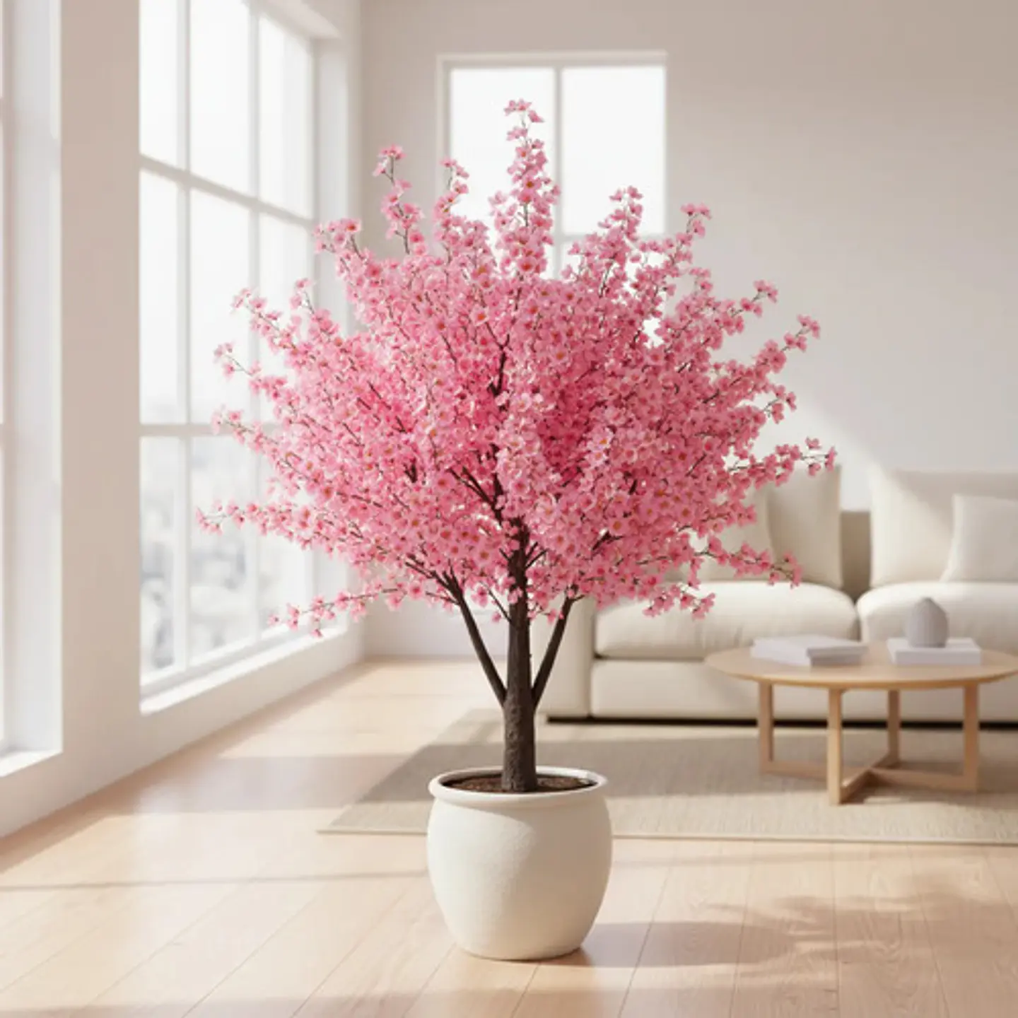 Árbol De Cerezo Flores Artificiales Rosado Decorativo Hogar 1