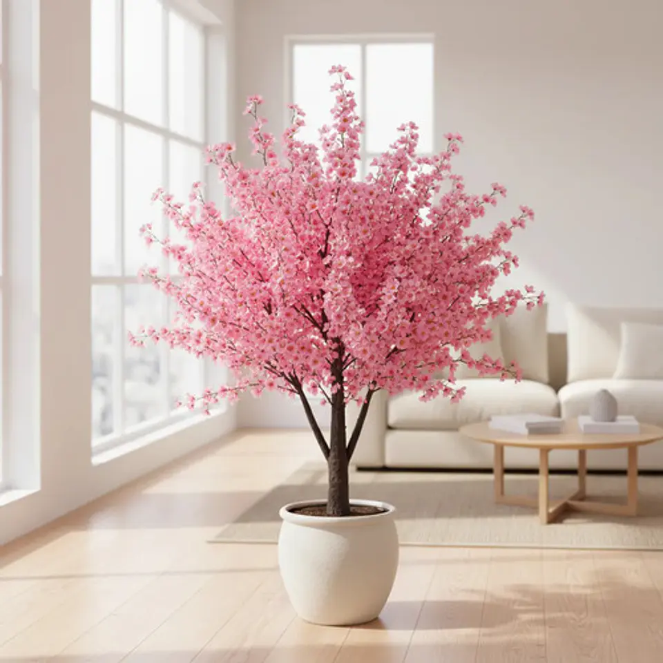 Árbol De Cerezo Flores Artificiales Rosado Decorativo Hogar 1