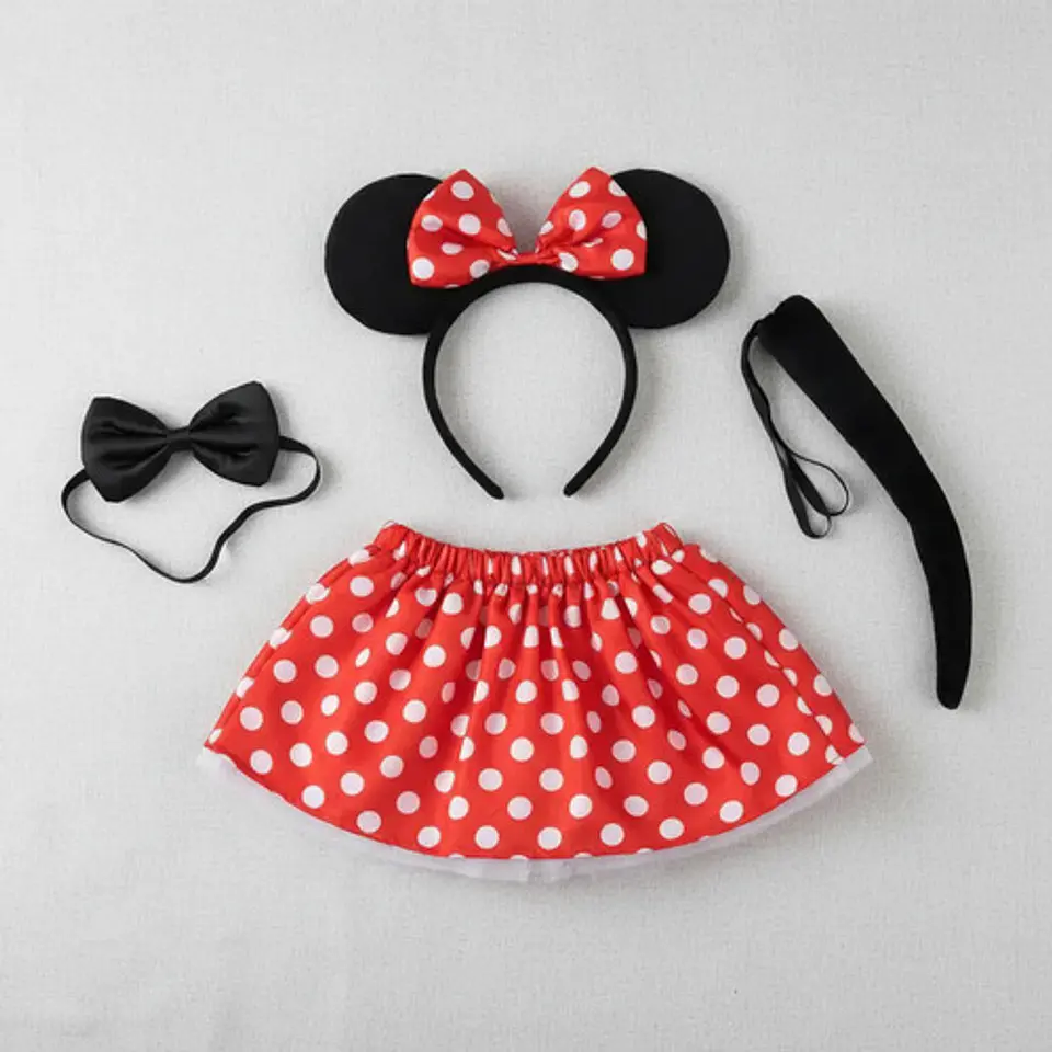 Disfraz Minnie Mouse Rojo Con Puntos Blancos Para Niña - Set 1