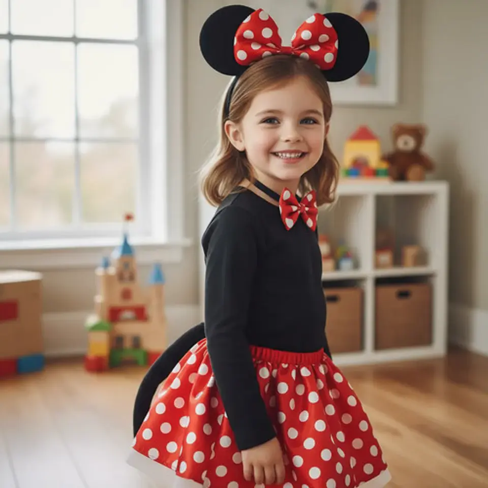 Disfraz Minnie Mouse Rojo Con Puntos Blancos Para Niña - Set 2