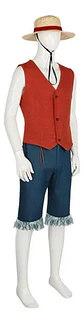 Disfraz De Luffy One Piece Chaleco Sombrero Halloween Fiesta - Miniatura 1