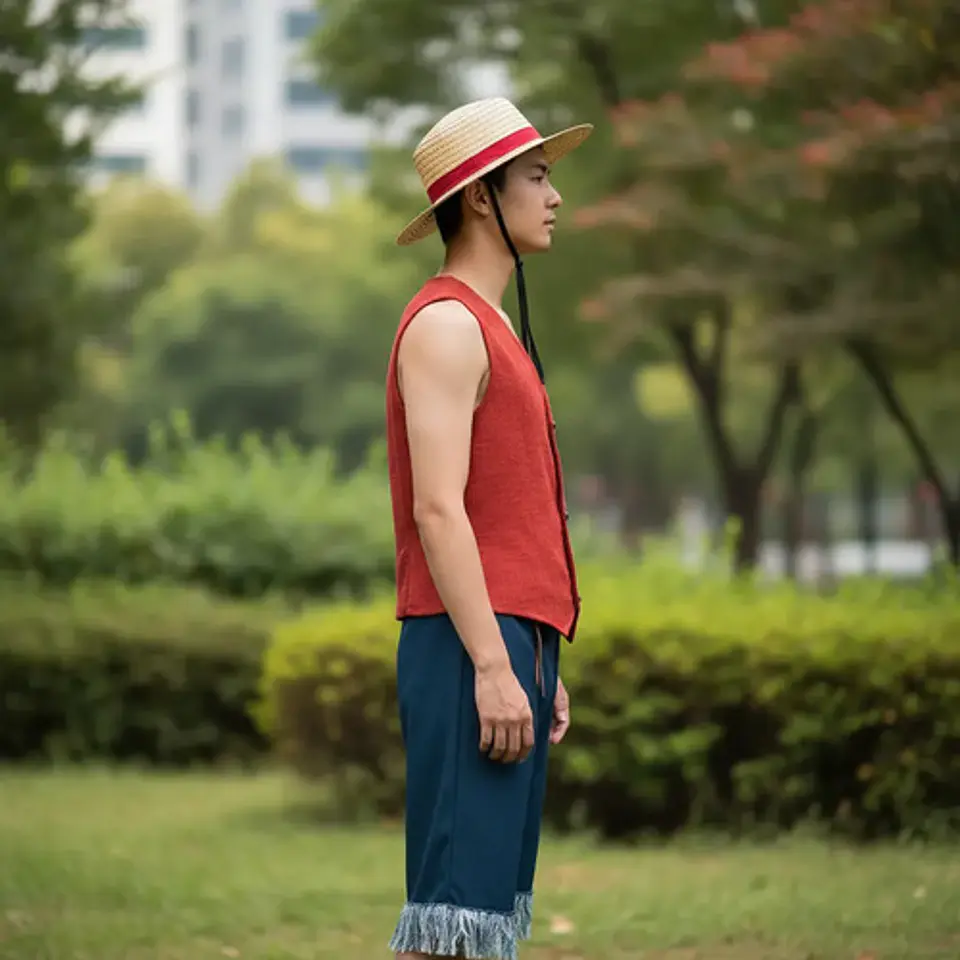 Disfraz De Luffy One Piece Chaleco Sombrero Halloween Fiesta 4