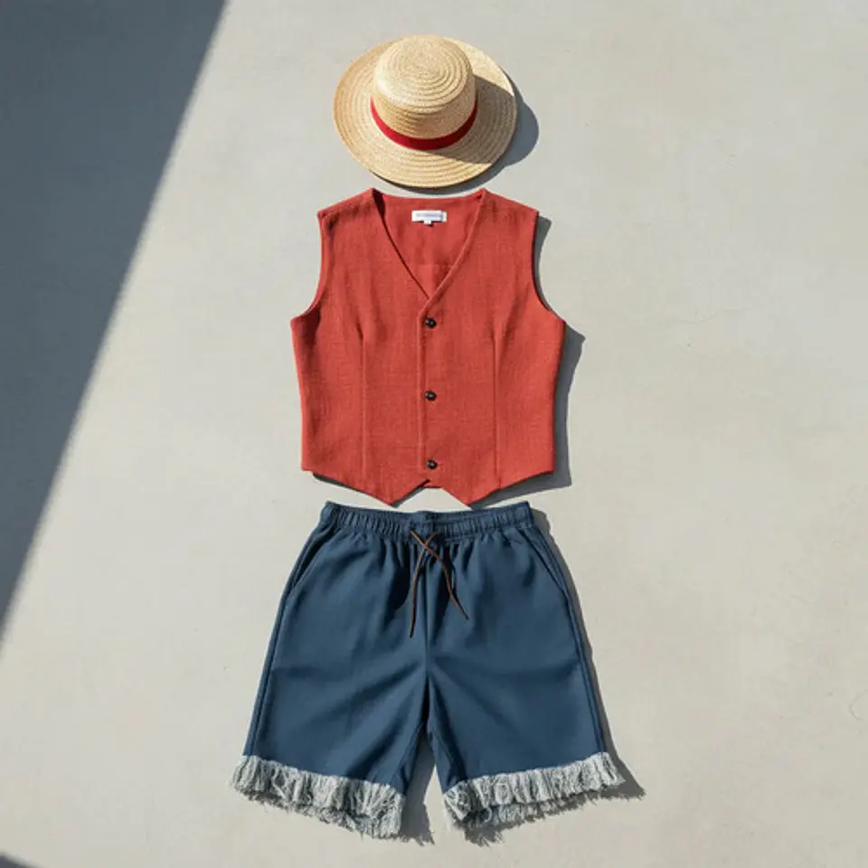 Disfraz De Luffy One Piece Chaleco Sombrero Halloween Fiesta 5