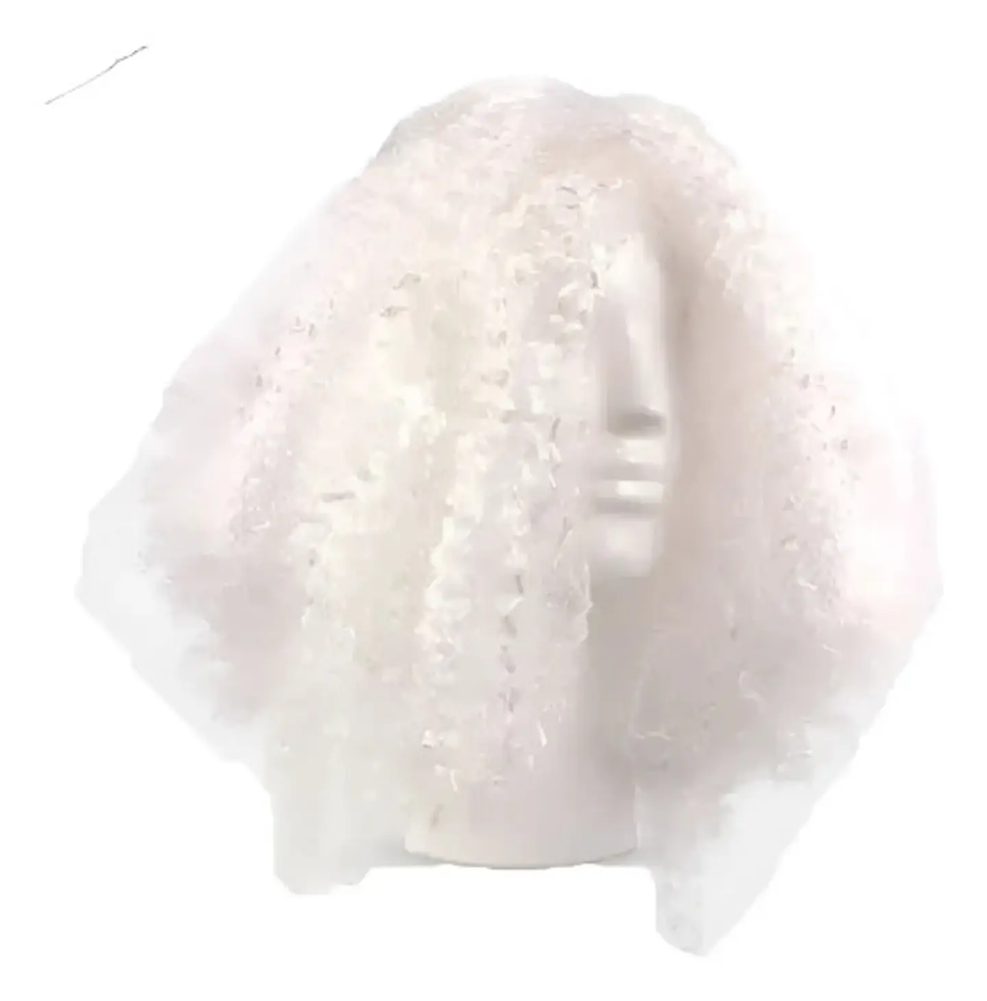 Peluca Crespa Loca Rizada Blanca Despelucada Corta Halloween Blanco M 3
