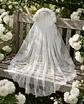 Velo De Novia Blanco Con Flores Y Perlas Para Niña 80cm - Miniatura 4