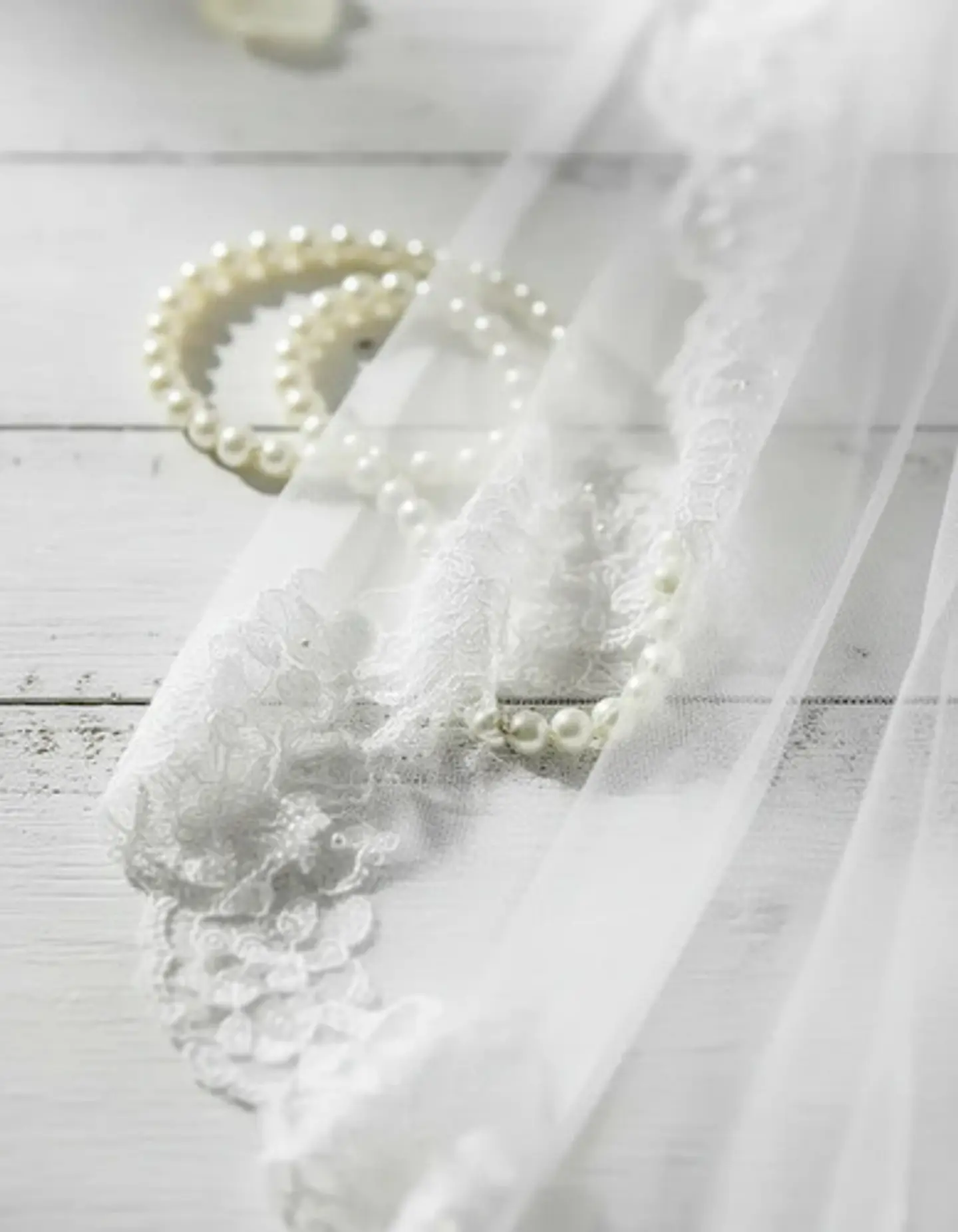 Velo De Novia Blanco Con Flores Y Perlas Para Niña 80cm 5