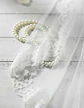 Velo De Novia Blanco Con Flores Y Perlas Para Niña 80cm - Miniatura 5