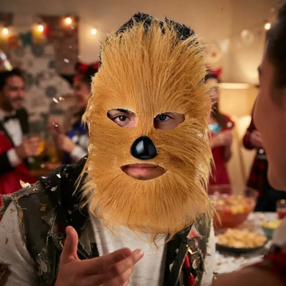 Máscara Hombre Lobo Pelo Sintético Chewbacca Disfraz Hallowe 5
