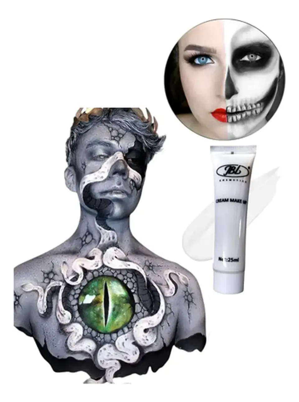 Set X3 Pintucaritas Blanco En Crema Maquillaje Halloween 3