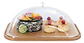 Tortera Base Bambu Cuadrada Bandeja Alimentos Tapa Acrilico - Miniatura 1