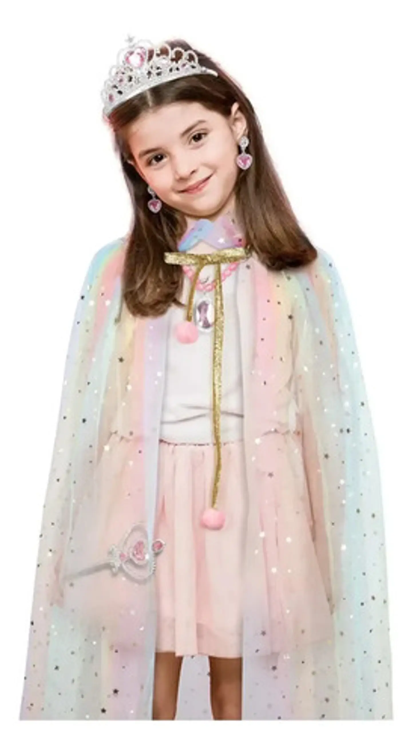 Set De Disfraz Princesa Niña Con Capa Arcoíris Y Accesorios 2