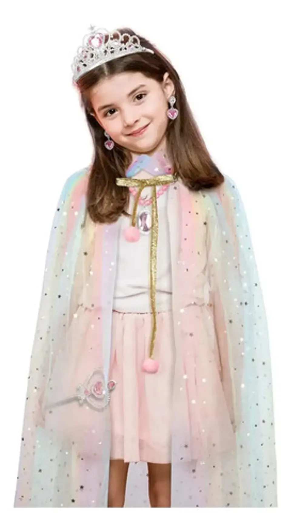 Set De Disfraz Princesa Niña Con Capa Arcoíris Y Accesorios 2
