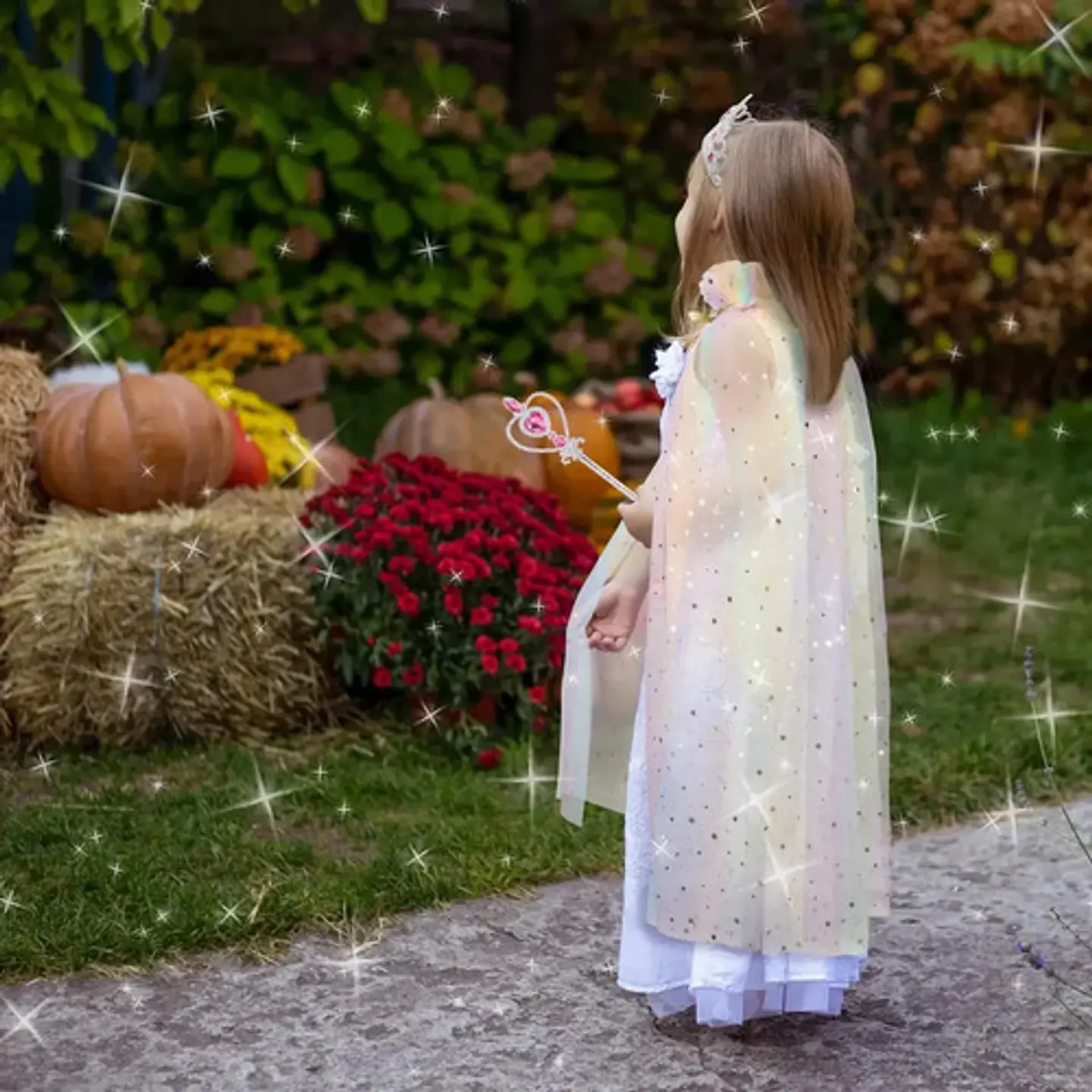 Set De Disfraz Princesa Niña Con Capa Arcoíris Y Accesorios 4