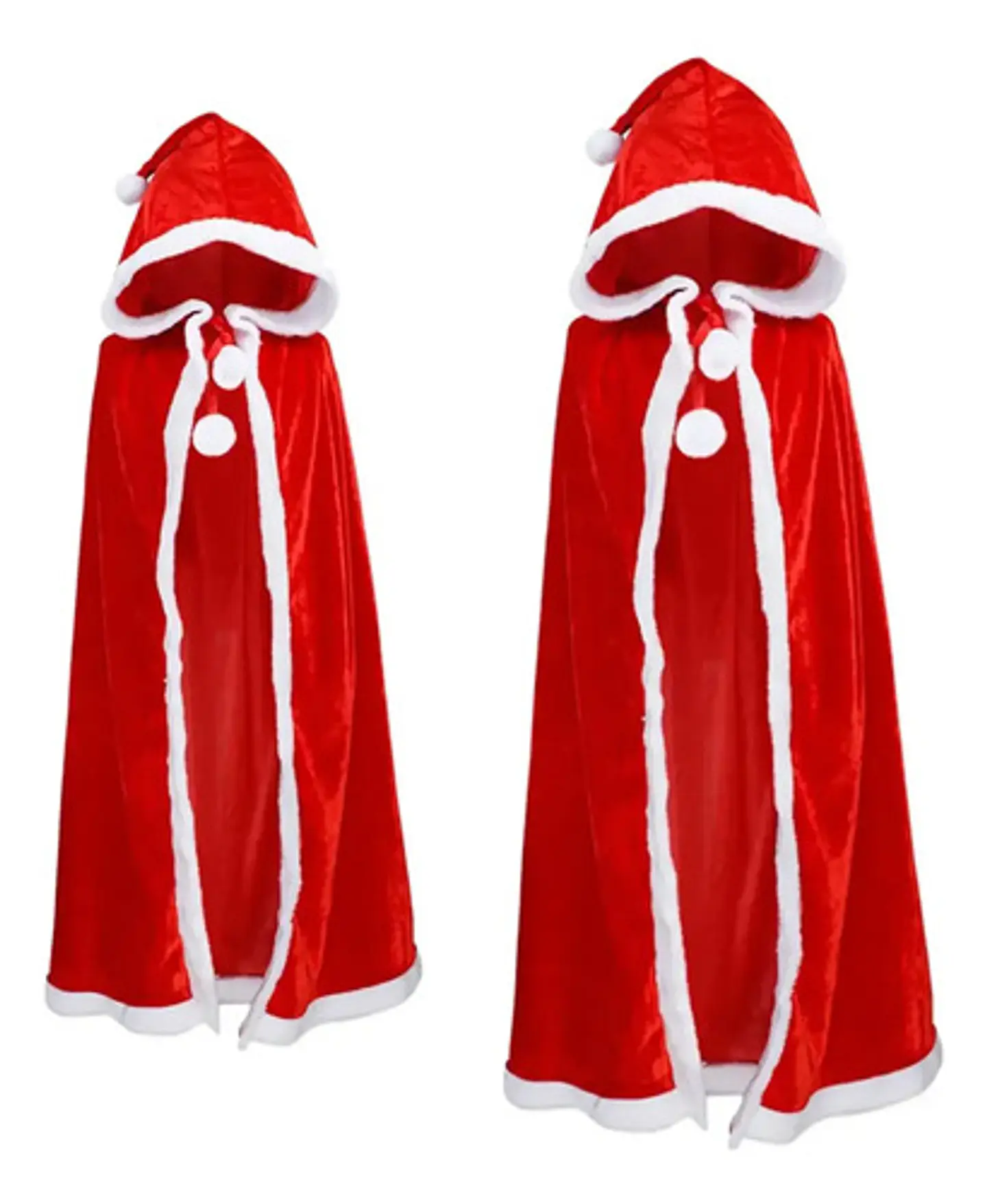 Capa De Papá Noel Roja Con Capucha Y Borde Blanco Para Disfr 1