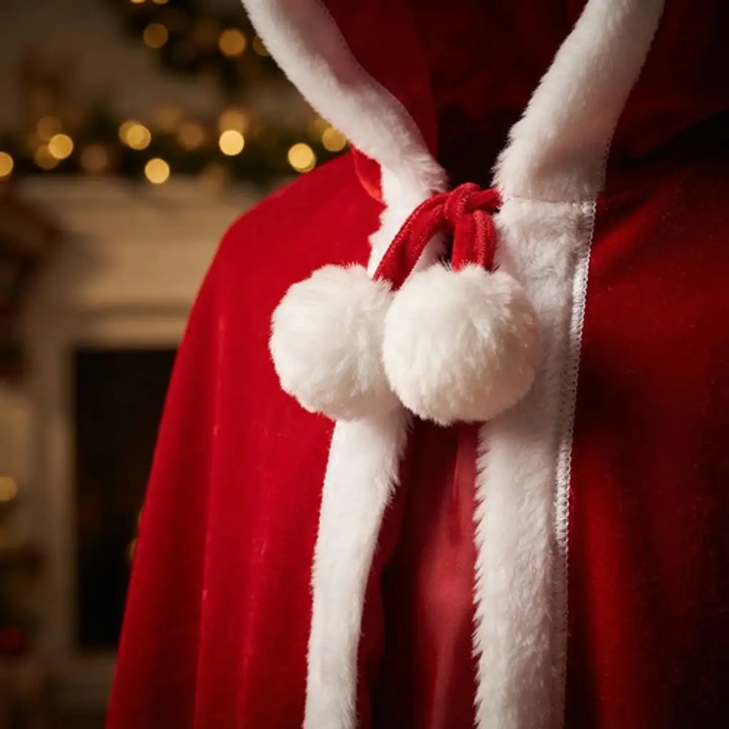 Capa De Papá Noel Roja Con Capucha Y Borde Blanco Para Disfr 3
