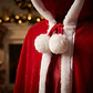 Capa De Papá Noel Roja Con Capucha Y Borde Blanco Para Disfr - Miniatura 3