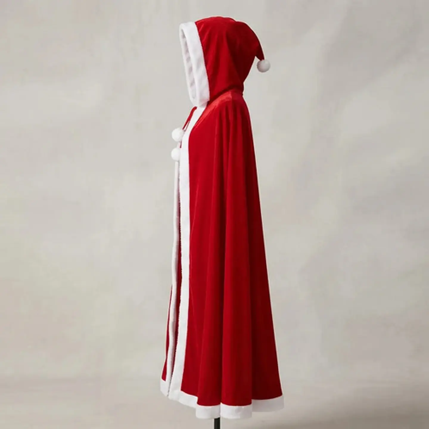 Capa De Papá Noel Roja Con Capucha Y Borde Blanco Para Disfr 4