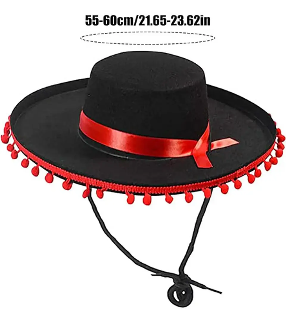 Sombrero Español Torero Negro Hora Loca Española Disfraz 3