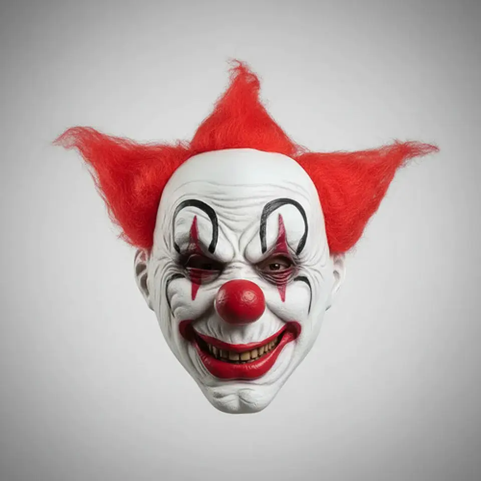 Máscara De Payaso De Terror Blanca Con Pelo Rojo Para Hallow 1