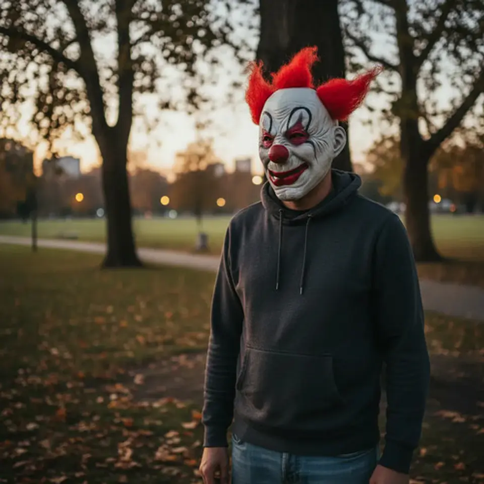Máscara De Payaso De Terror Blanca Con Pelo Rojo Para Hallow 3