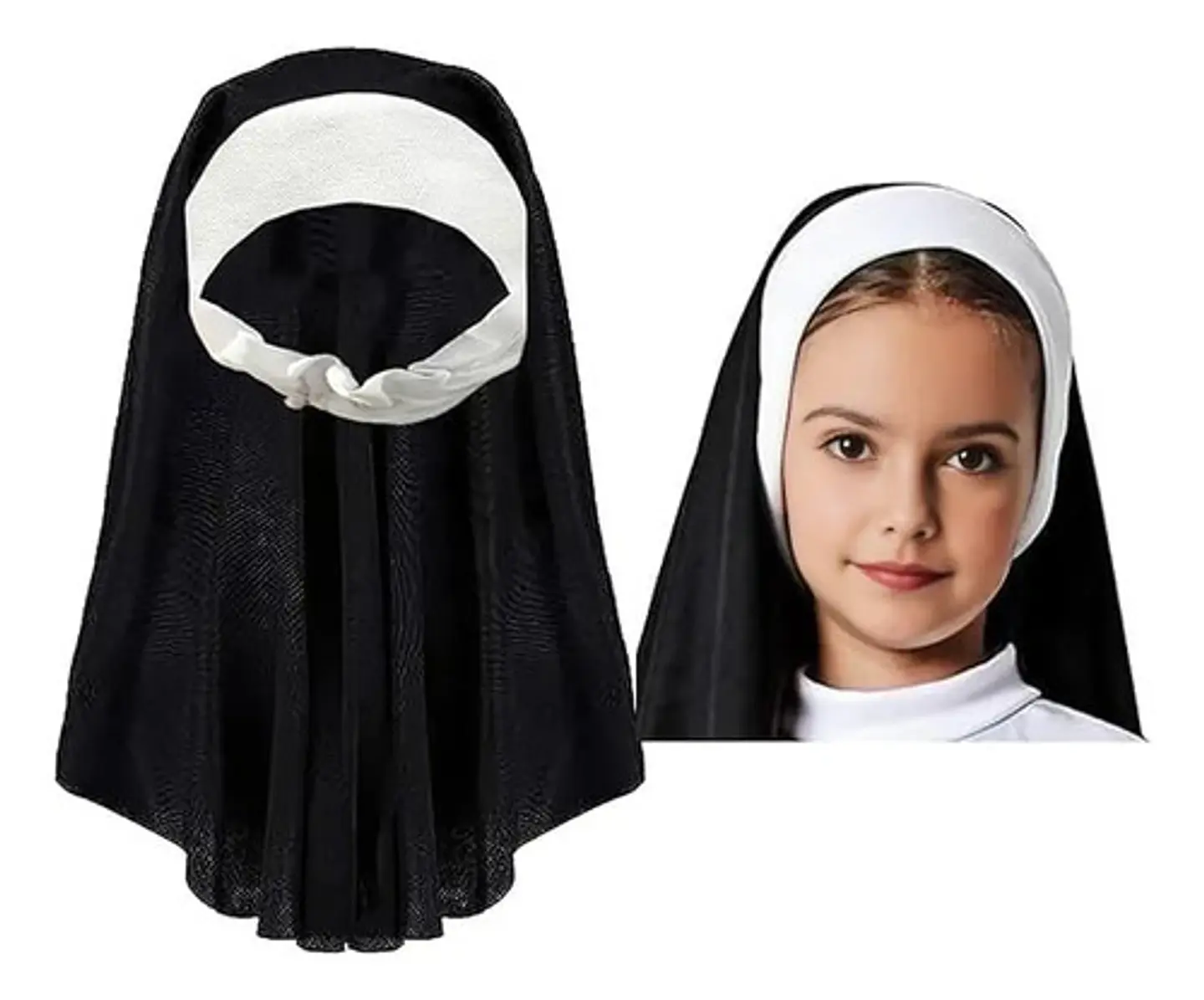 Disfraz De Monja Para Niña En Negro Y Blanco - Accesorio De 1