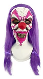 Máscara De Payaso Malvado Con Pelo Morado Y Nariz Roja - Miniatura 4