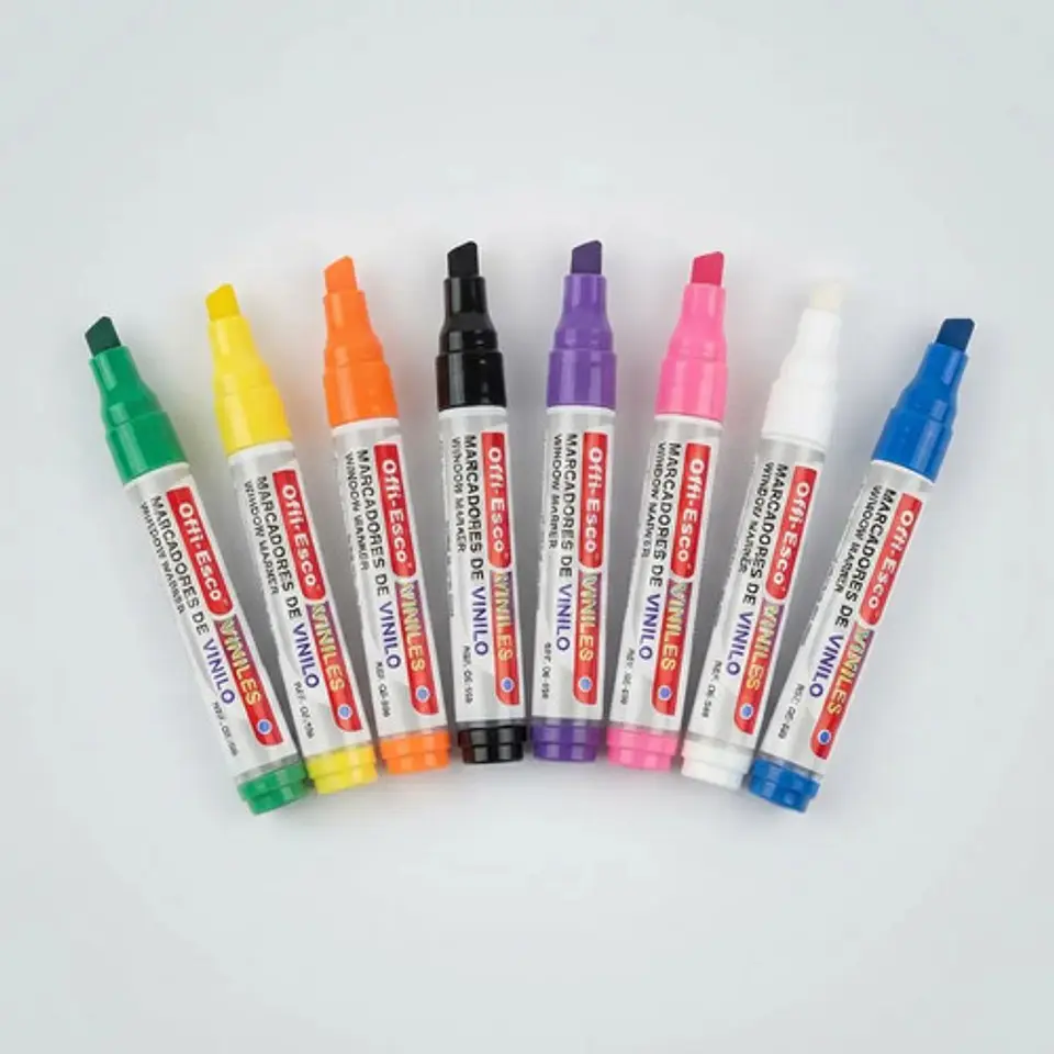 Marcadores De Vinilo Offi-esco Oe-558, 8 Unidades, Tinta Agu Multicolor 1