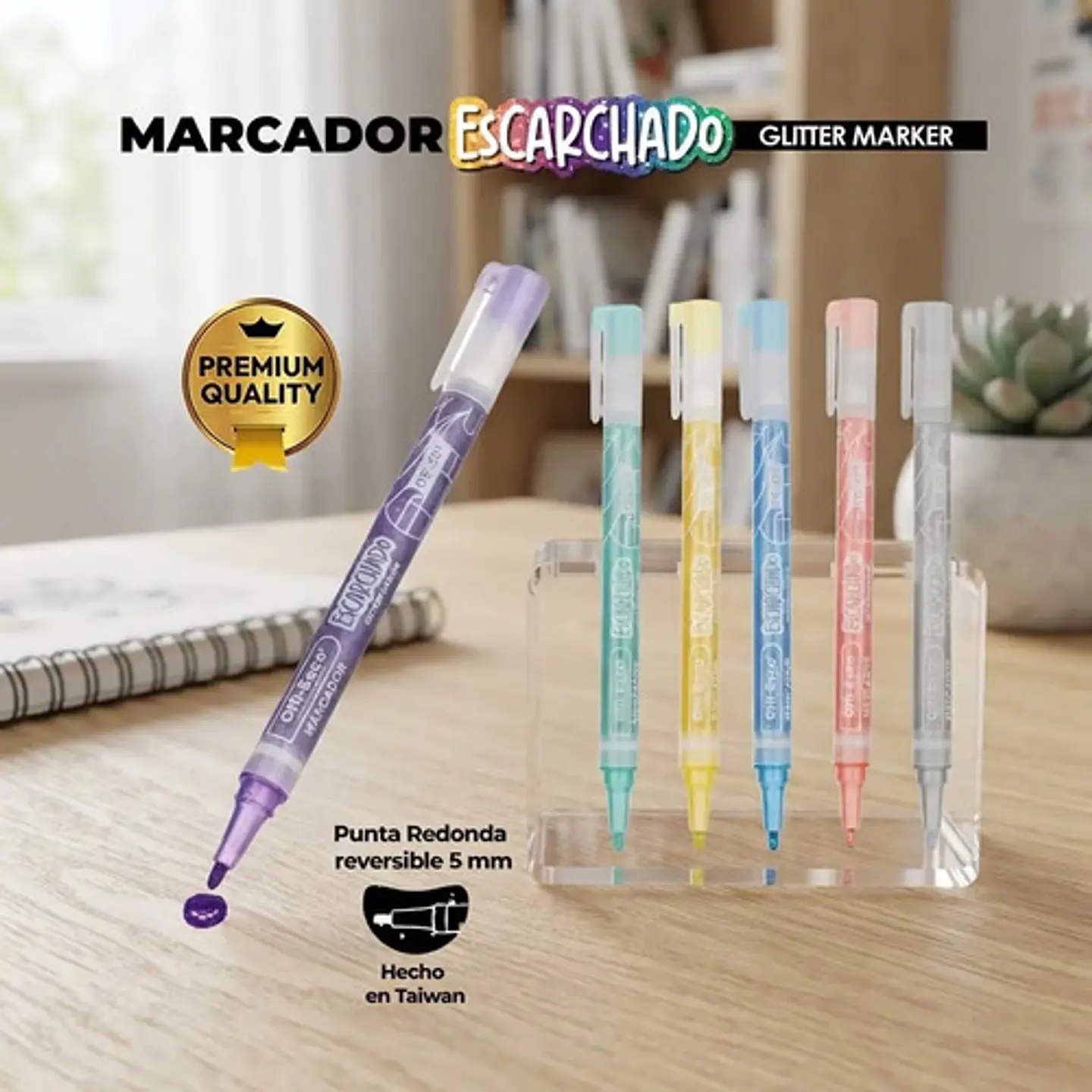 Marcadores Escarchados Offi-esco Oe-561 Punta Redonda 5mm X6 4
