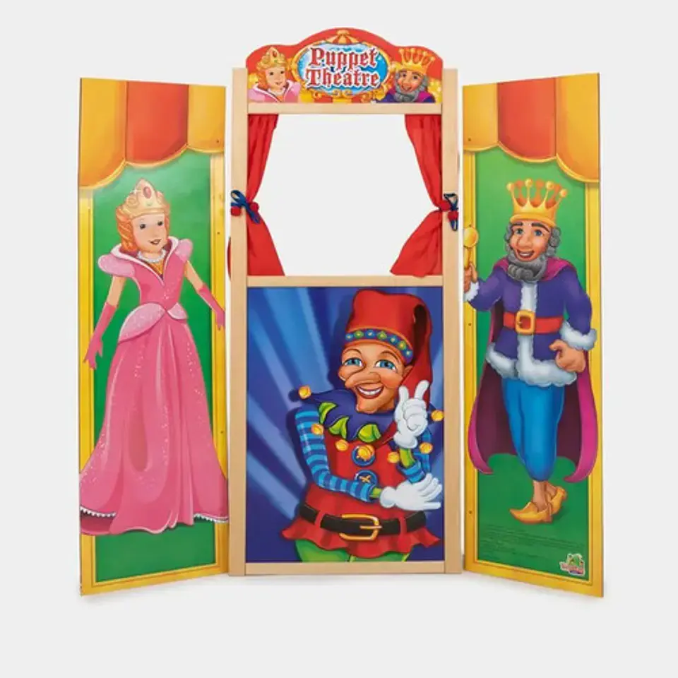 Teatro De Títeres De Madera Con Princesa Y Rey 99 X 49 Cm 1