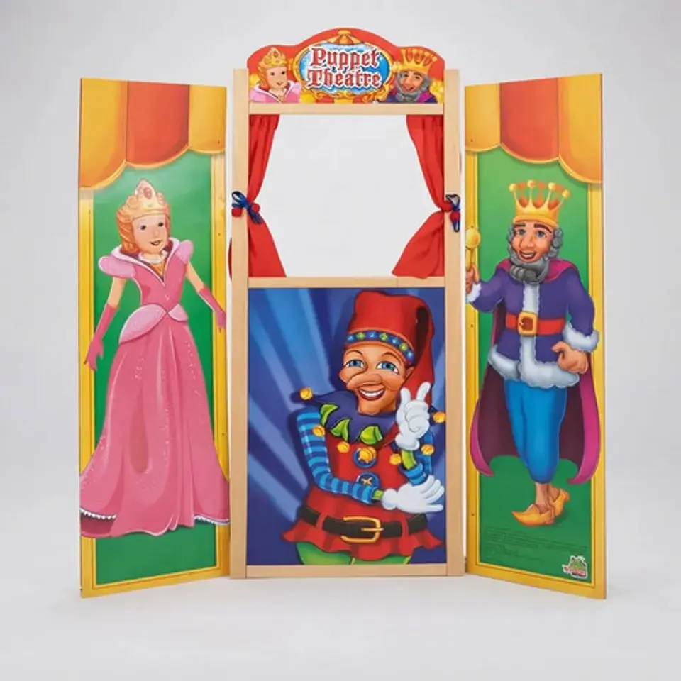 Teatro De Títeres De Madera Con Princesa Y Rey 99 X 49 Cm 5