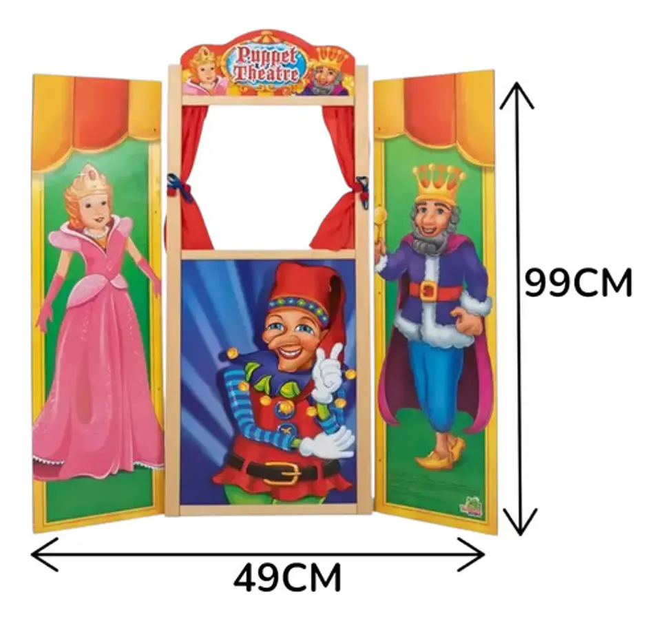 Teatro De Títeres De Madera Con Princesa Y Rey 99 X 49 Cm 6