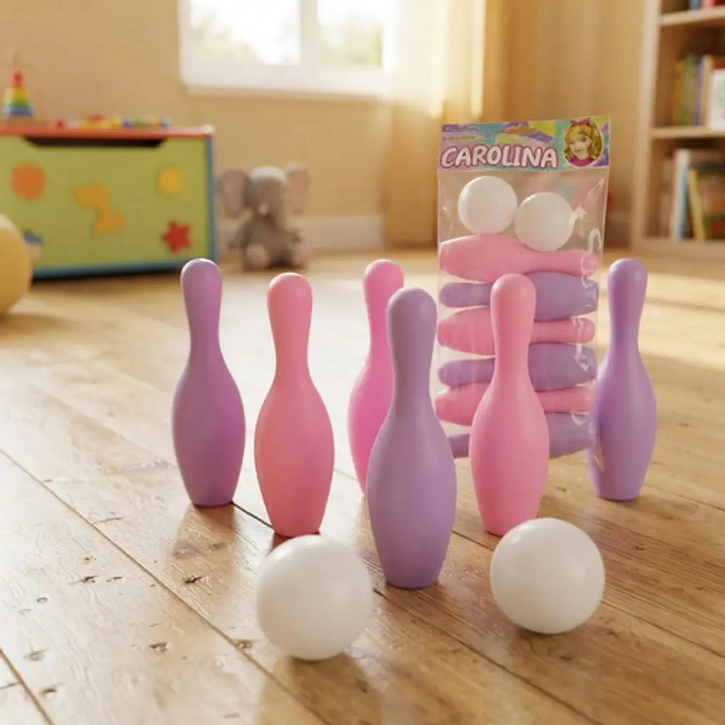 Juego De Bolos Carolina Para Niños, 6 Pinos Y 2 Bolas 2