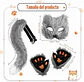 Disfraz De Zorro Peludo Marrón Con Máscara Guantes Y Cola - Miniatura 2