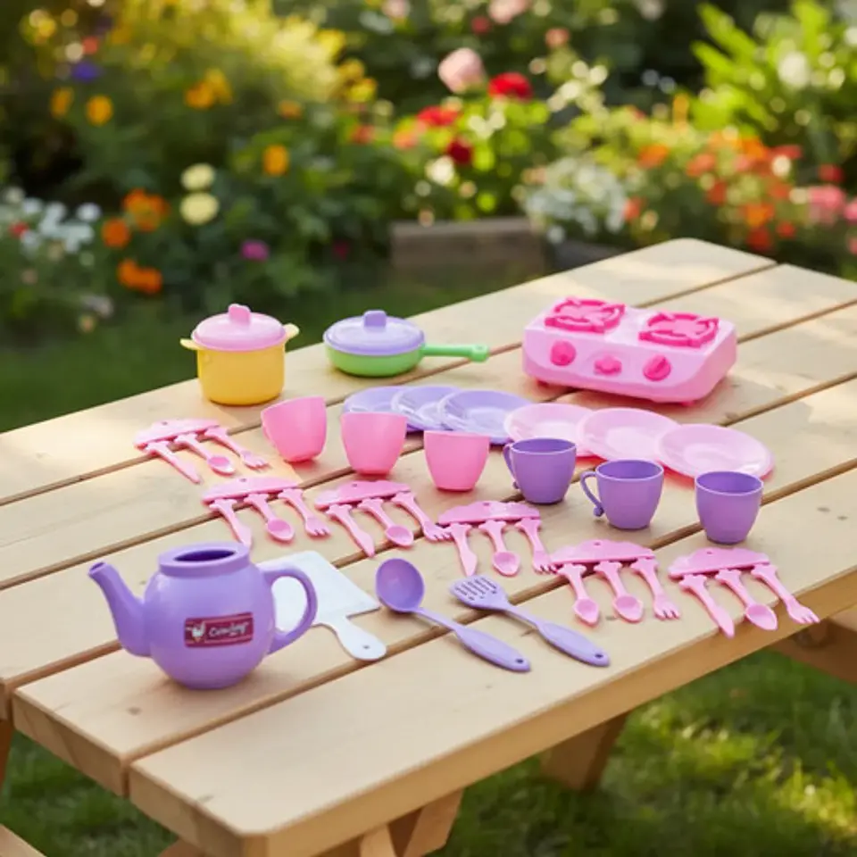 Juego De Cocina Infantil 45pcs Estufa Y Cubiertos Accesorios 2
