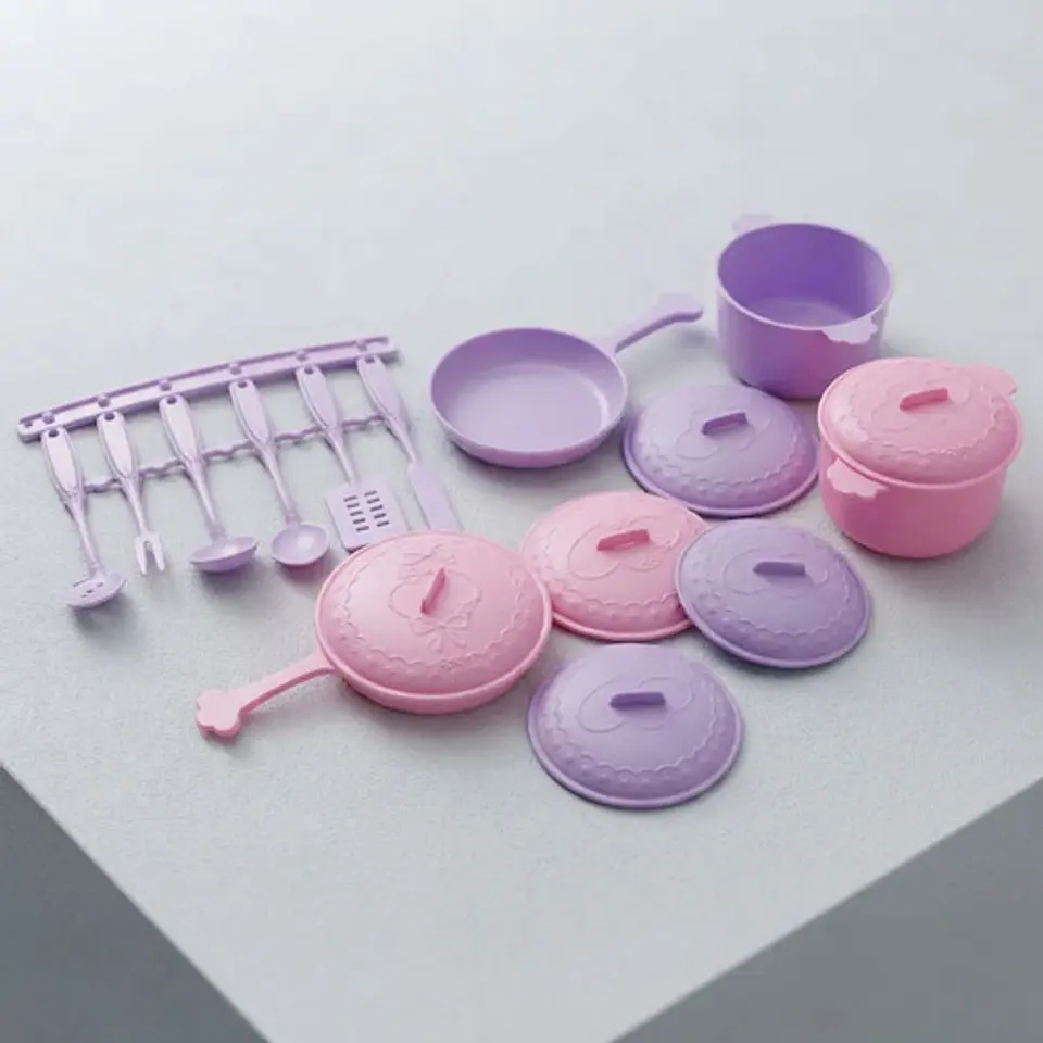 Juego De Cocina De Juguete Para Niñas Ollas Y Utensilios Plá 1