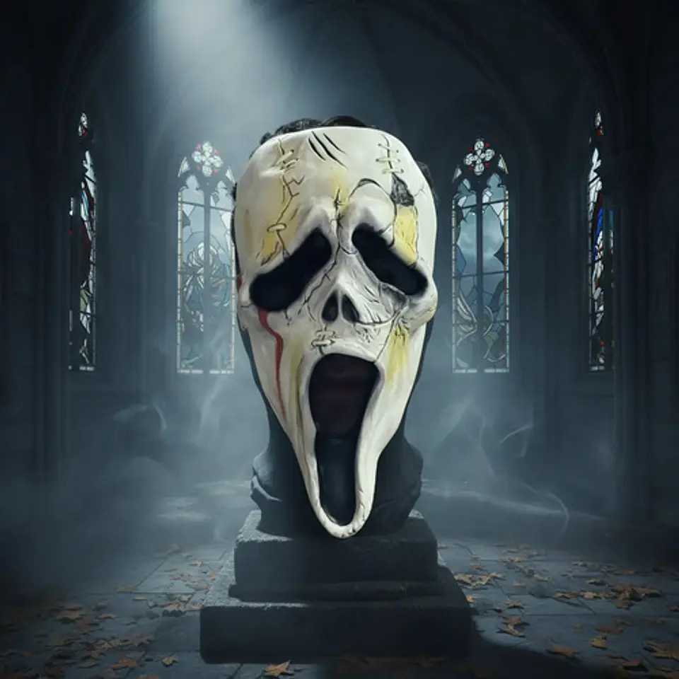 Máscara De Halloween Scream Blanca Con Detalles Sangrientos 2
