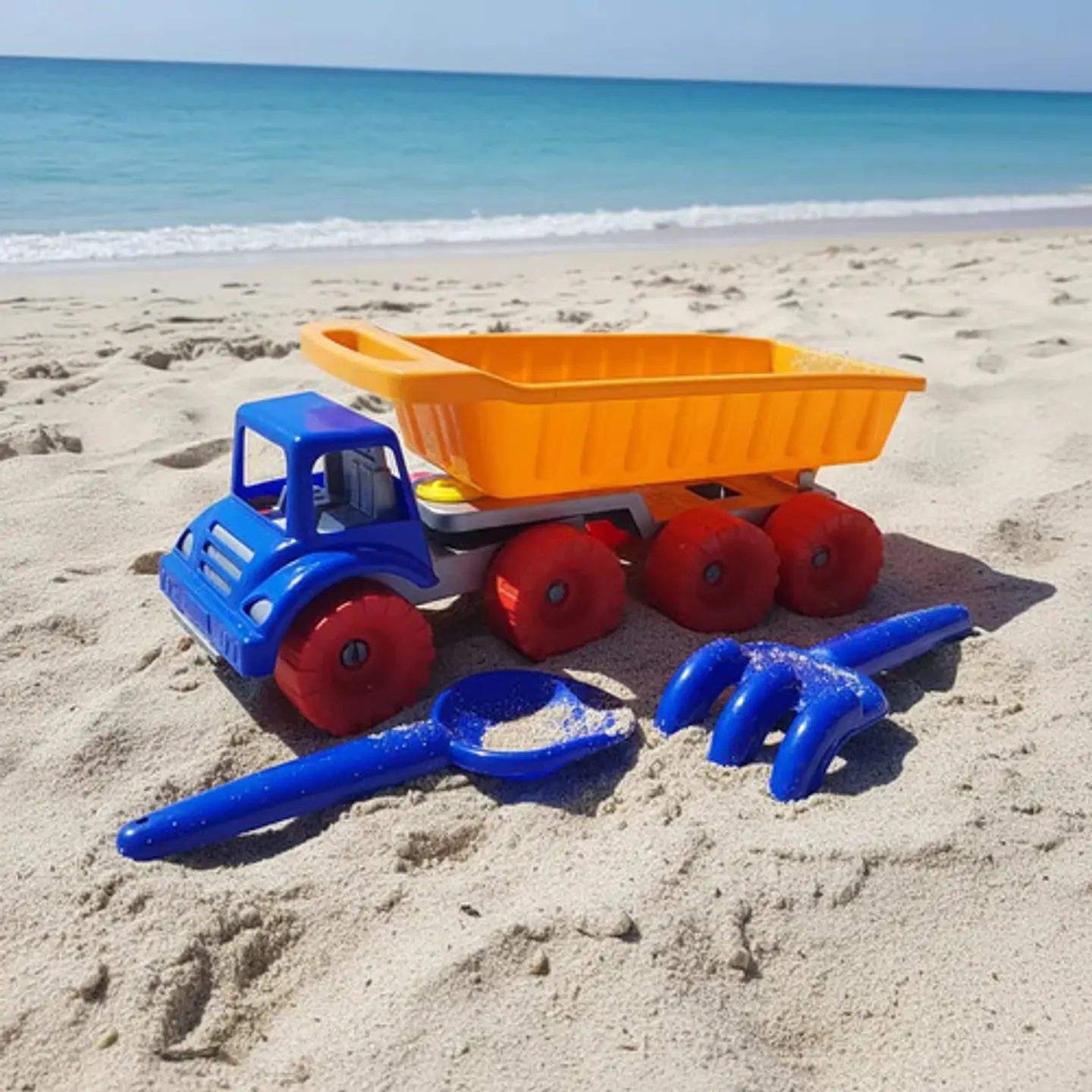 Camión Volqueta De Playa Surtido Pala Y Rastrillo Regalo 2