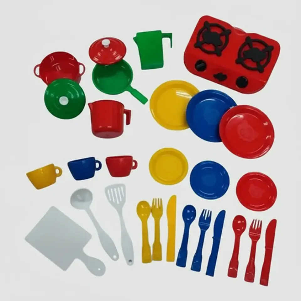 Juego De Cocina Infantil Plástico Con Estufa Y 28 Accesorios 1
