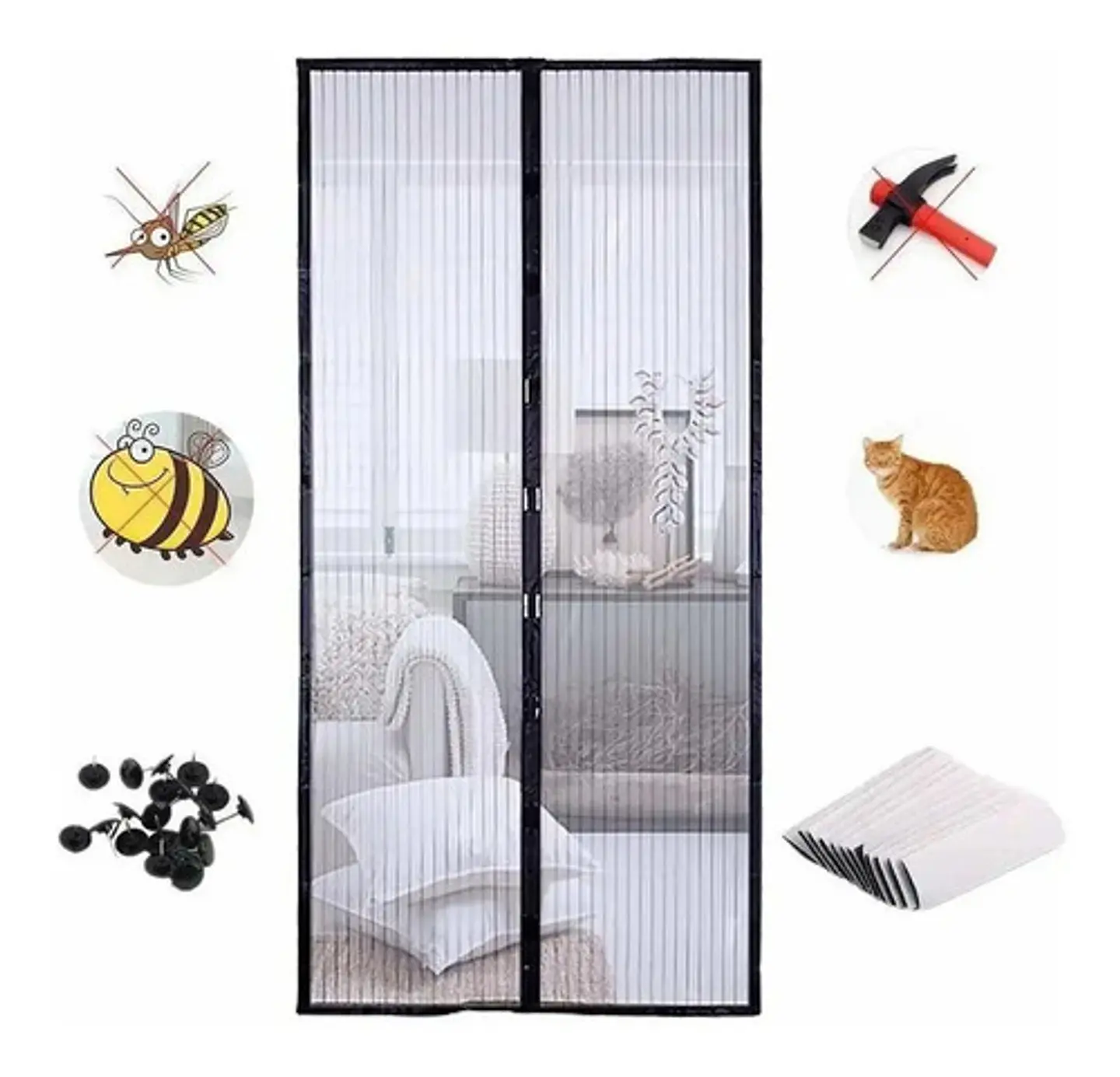 Cortina Magnética Puerta Zancudos Mosquitero Magnetic Mesh 2