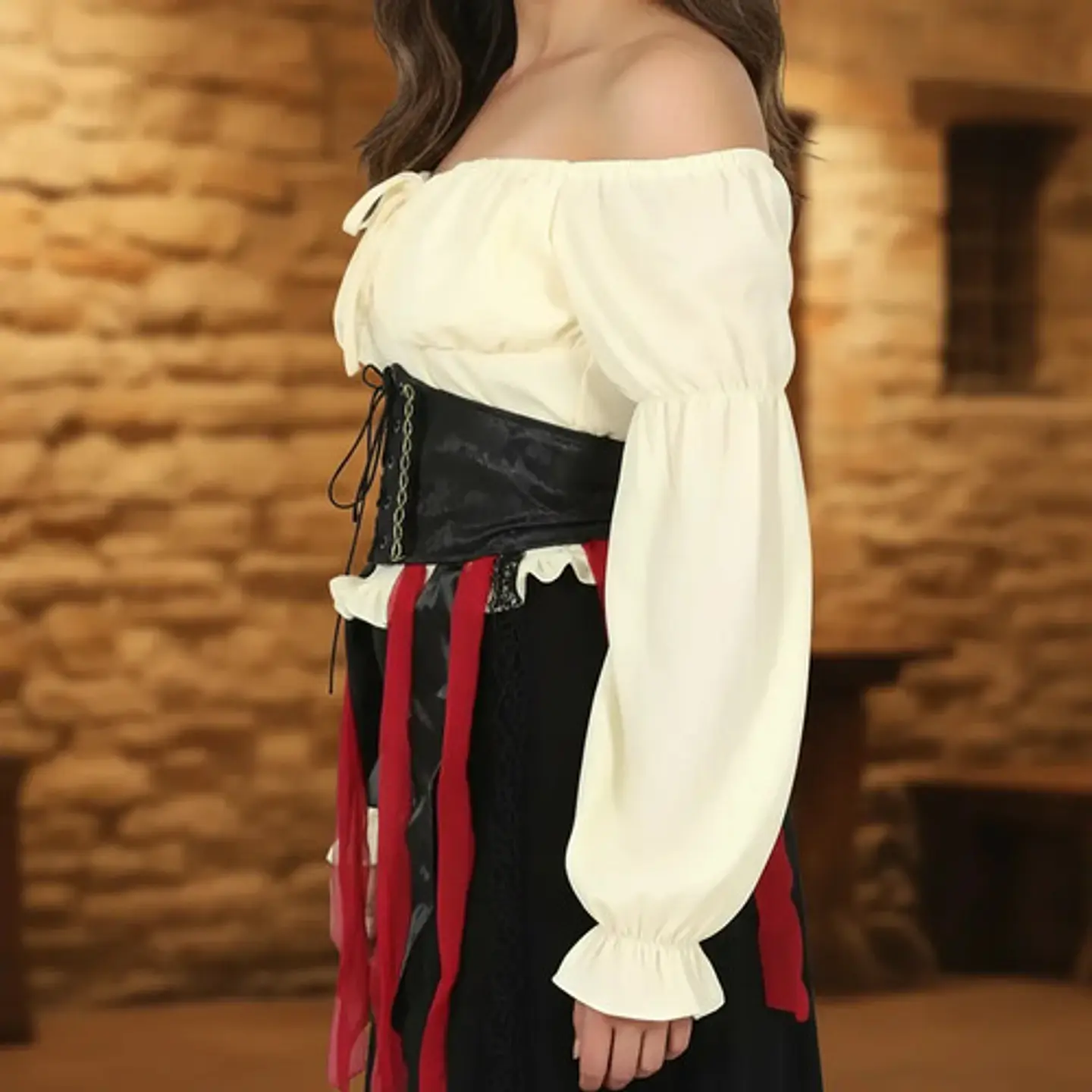 Disfraz De Pirata Para Mujer Corsét Ajustado Halloween Fiest 4