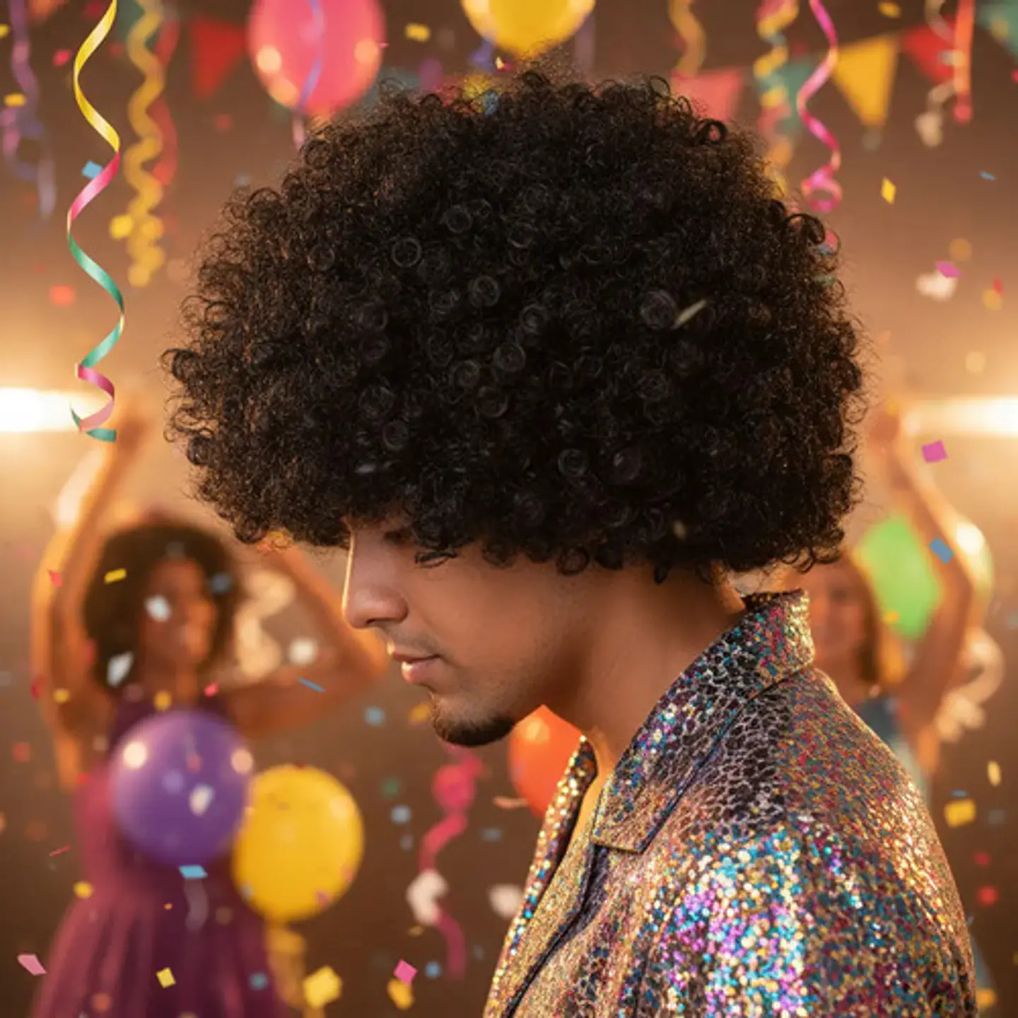Peluca Afro Disfraz Halloween Unisex 4