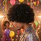 Peluca Afro Disfraz Halloween Unisex - Miniatura 4