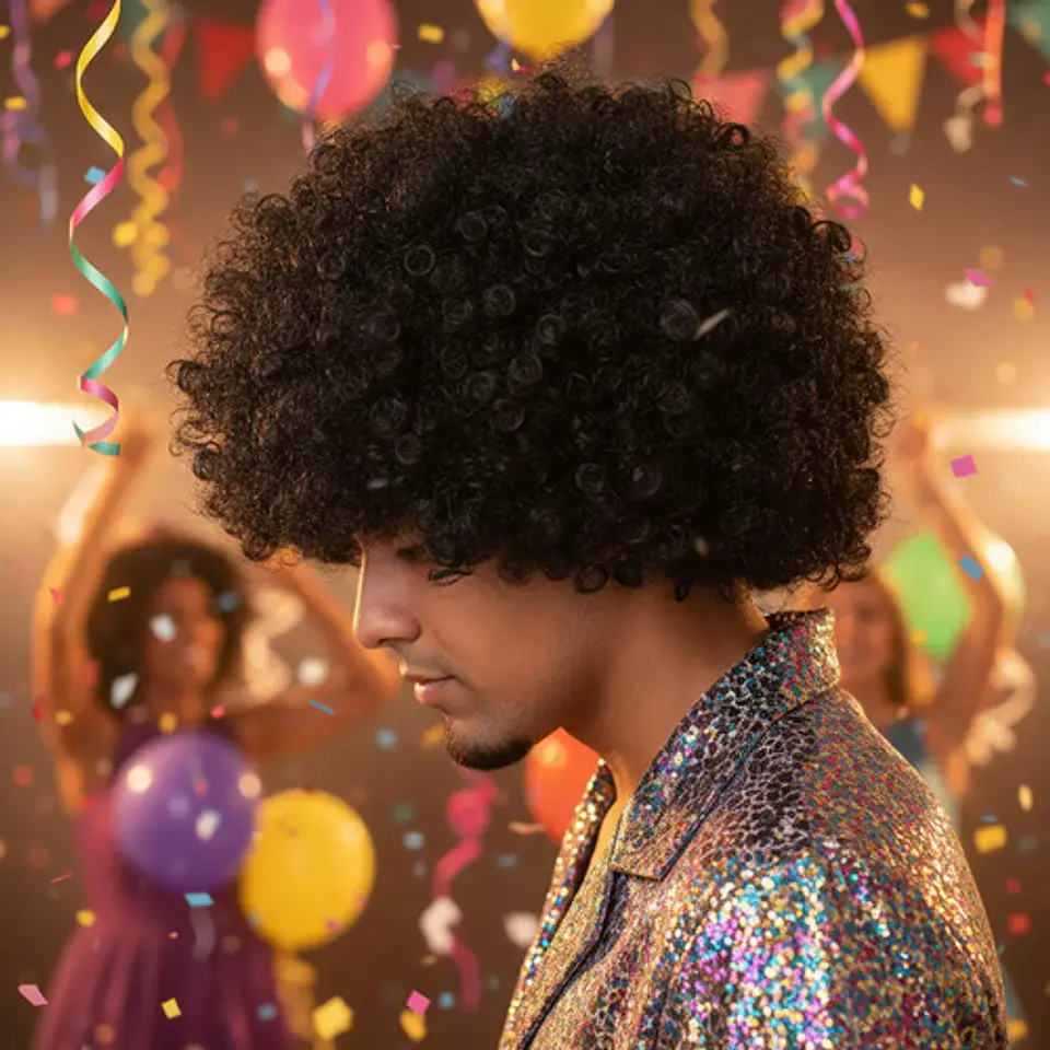 Peluca Afro Disfraz Halloween Unisex 4