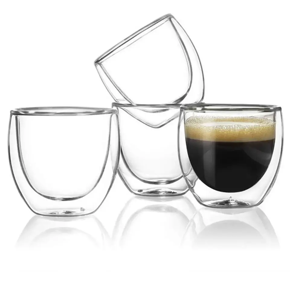 Shot Taza Doble Pared Vidrio Borosilicato 80ml Espresso X2 4