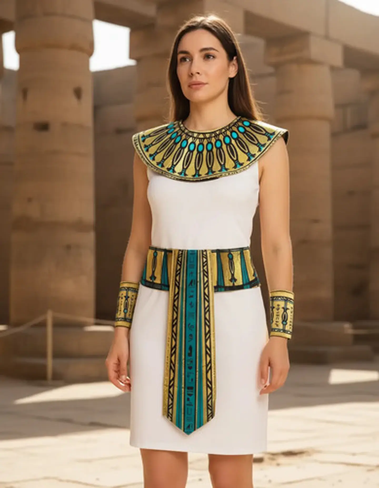 Set Accesorios Disfraz Cleopatra Egipcia Dorado Y Turquesa 5
